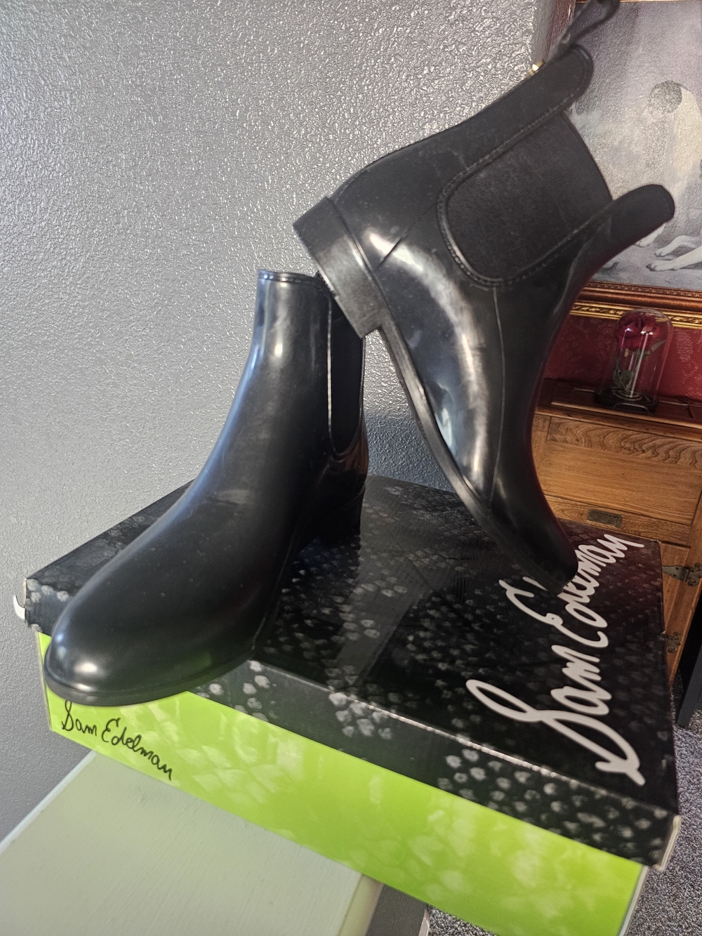 Sam Edelman Black Chelsea Rain Booties